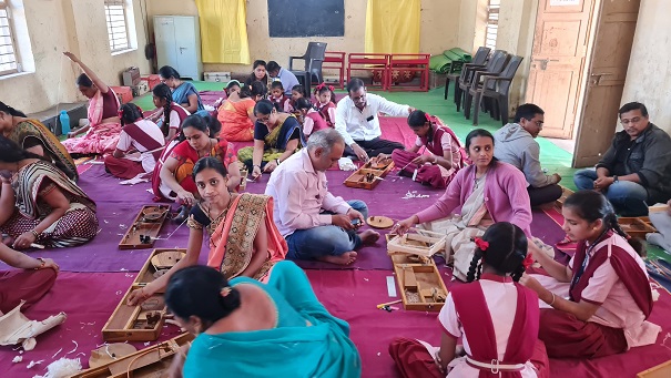 Charkha (spinning yarn) activity